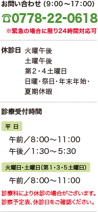 お問い合わせ,診療受付時間,休診日,面会時間